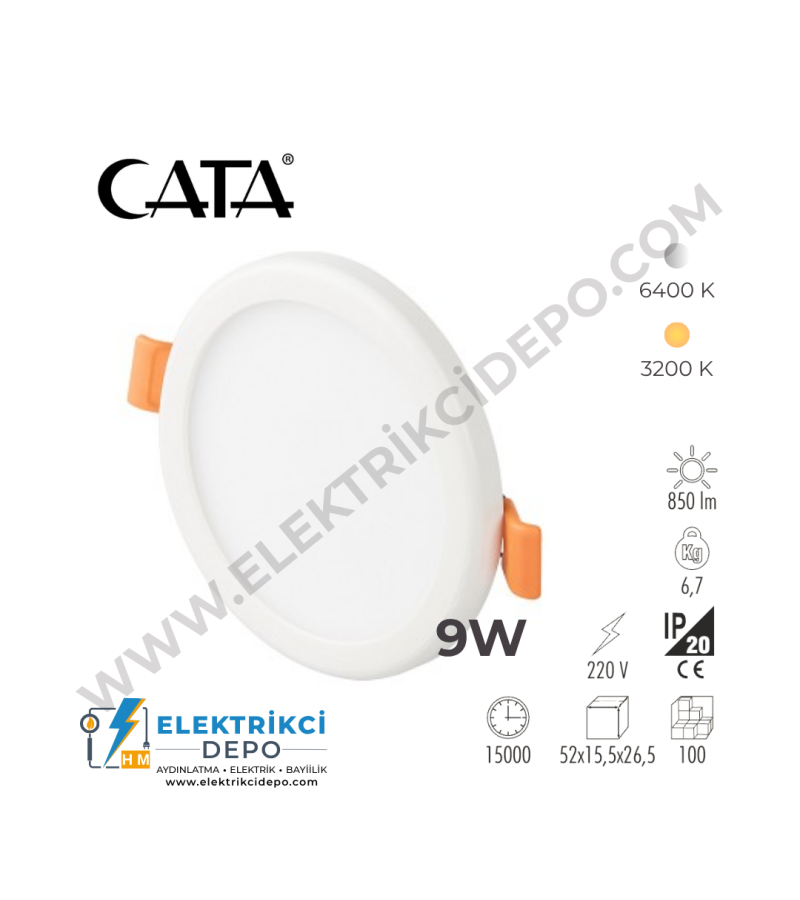 CATA Plus Sıva Altı Led Panel 9w Beyaz ve Gün Işığı - BEYAZ KASA
