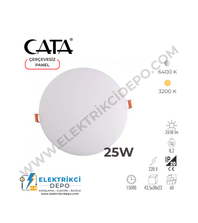 CATA X-Plus Led Panel 25w Beyaz ve Gün Işığı - BEYAZ KASA