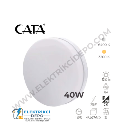 CATA X-Plus Sıva Üstü Led Panel 40w Beyaz ve Gün Işığı - BEYAZ KASA